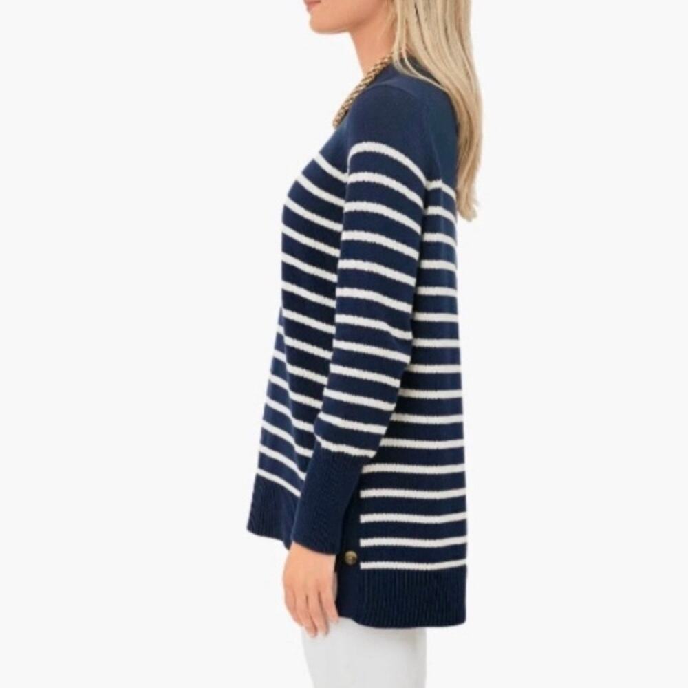 tuckernuck Navy Bar Harbor Striped Sweater size XS cotton DR - Picture 2 of 7
